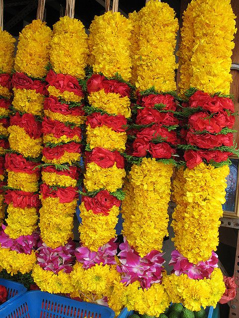 FLOWER GARLANDS AND  ANNADANAM